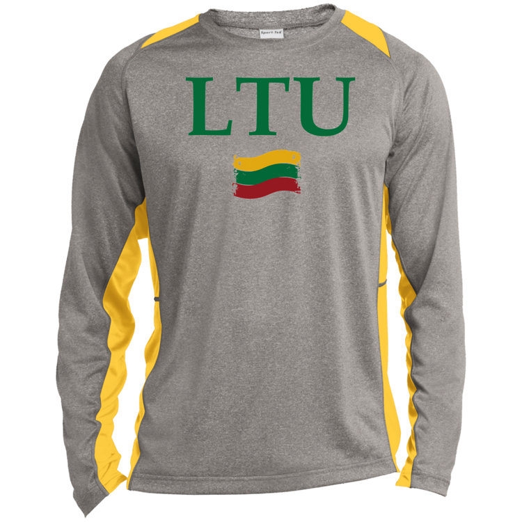 Lietuva LTU - Mens Long Sleeve Colorblock Activewear Performance T - Lithuania Strong
