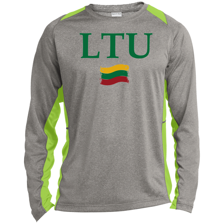 Lietuva LTU - Mens Long Sleeve Colorblock Activewear Performance T - Lithuania Strong