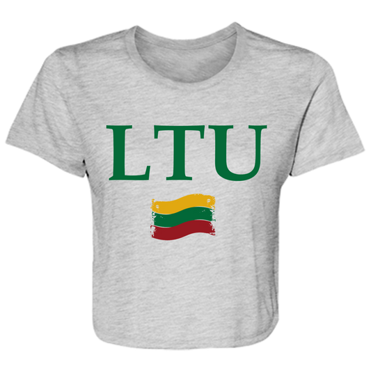 Lietuva LTU - Womens BellaCanvas Flowy Cropped Tee - Lithuania Strong