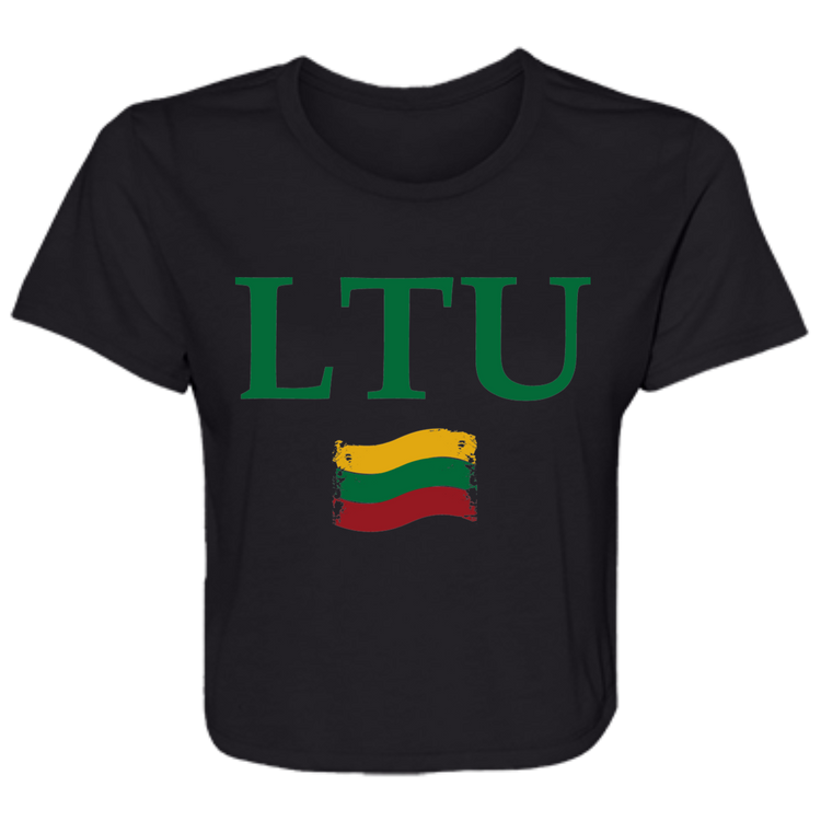 Lietuva LTU - Womens BellaCanvas Flowy Cropped Tee - Lithuania Strong
