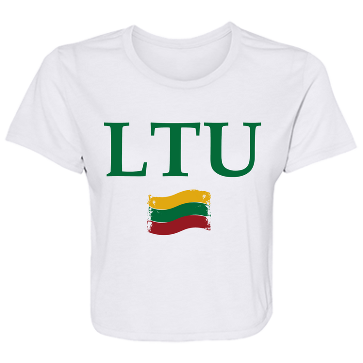 Lietuva LTU - Womens BellaCanvas Flowy Cropped Tee - Lithuania Strong
