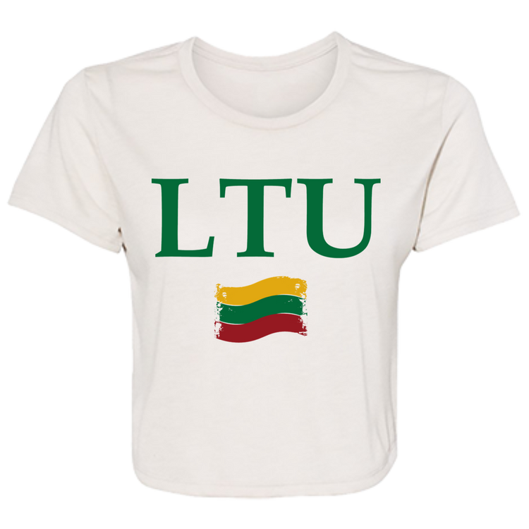 Lietuva LTU - Womens BellaCanvas Flowy Cropped Tee - Lithuania Strong