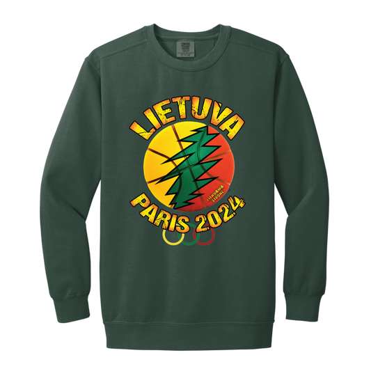 Lietuva Paris 2024 -MenWomen Unisex Soft-Washed Crewneck Sweatshirt - Lithuania Strong