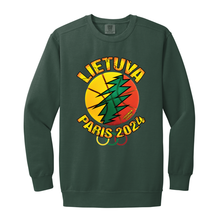 Lietuva Paris 2024 -MenWomen Unisex Soft-Washed Crewneck Sweatshirt - Lithuania Strong