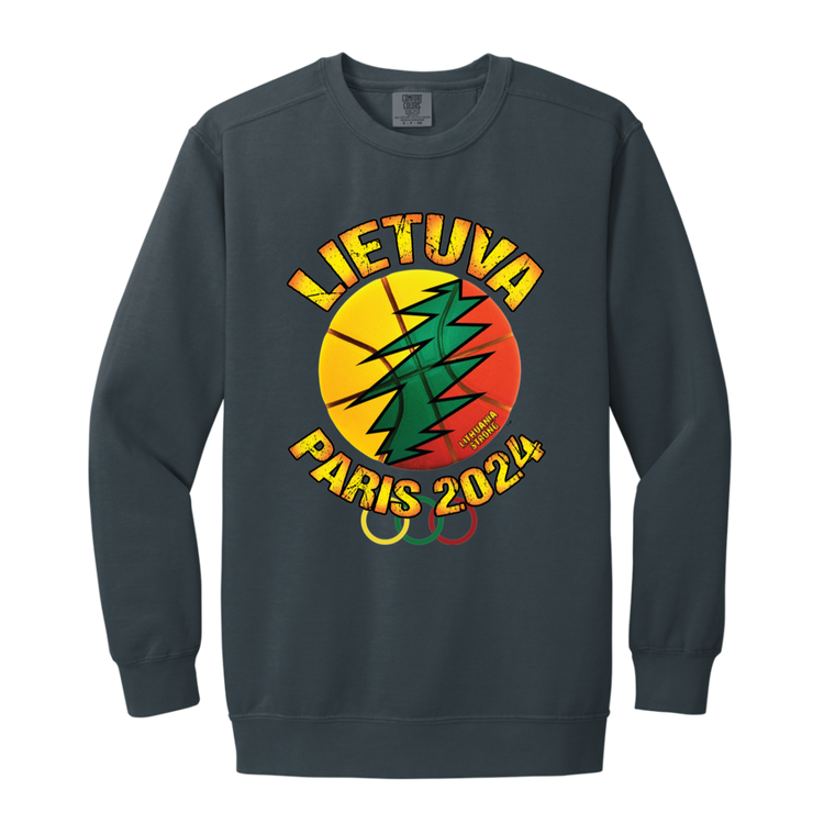Lietuva Paris 2024 -MenWomen Unisex Soft-Washed Crewneck Sweatshirt - Lithuania Strong