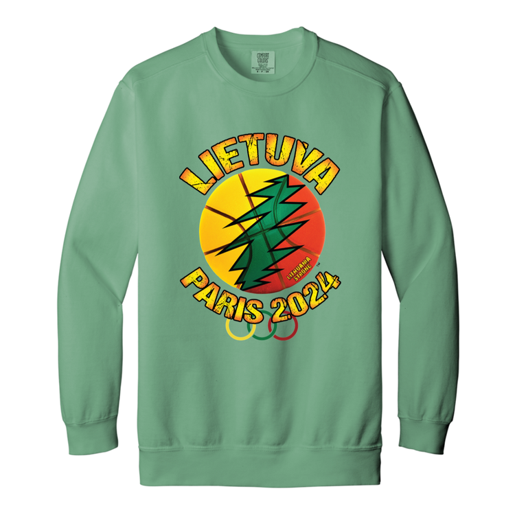 Lietuva Paris 2024 -MenWomen Unisex Soft-Washed Crewneck Sweatshirt - Lithuania Strong