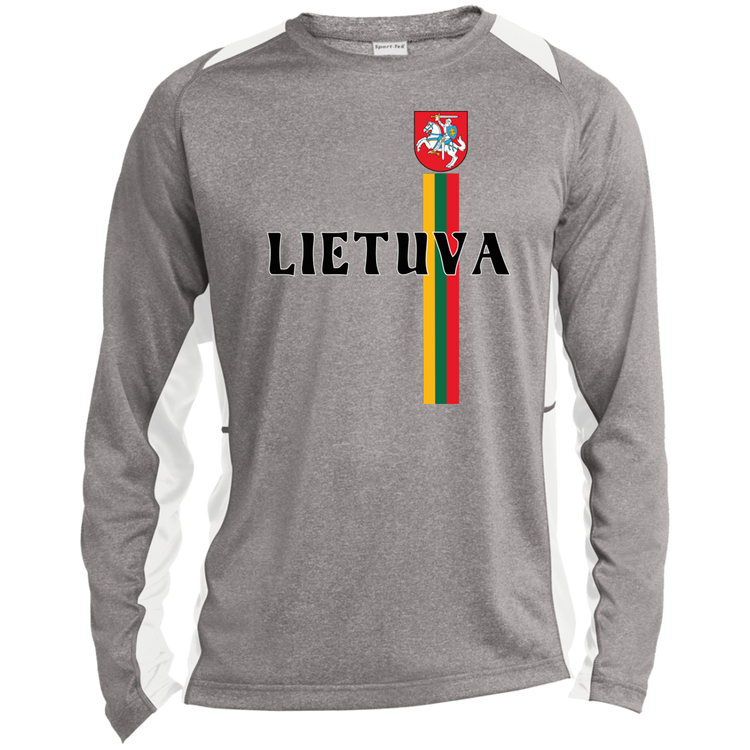 Lietuva Vytis - Mens Long Sleeve Colorblock Activewear Performance T - Lithuania Strong