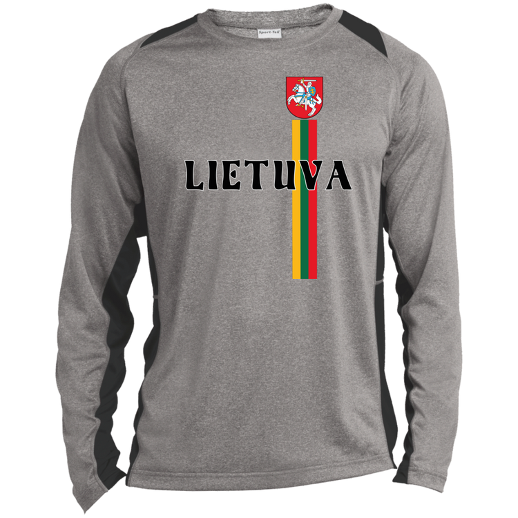 Lietuva Vytis - Mens Long Sleeve Colorblock Activewear Performance T - Lithuania Strong