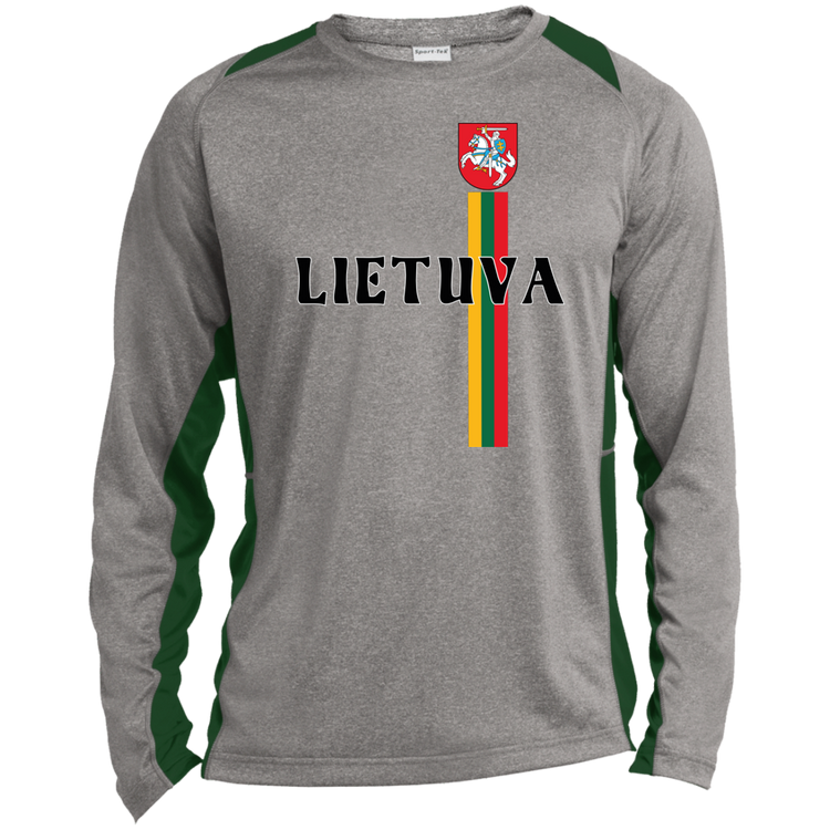 Lietuva Vytis - Mens Long Sleeve Colorblock Activewear Performance T - Lithuania Strong