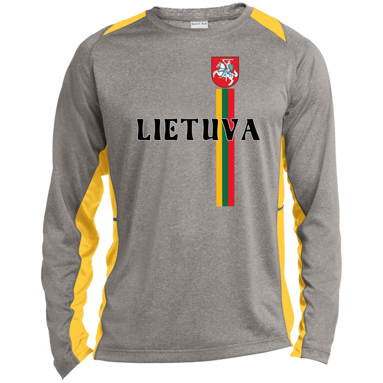 Lietuva Vytis - Mens Long Sleeve Colorblock Activewear Performance T - Lithuania Strong