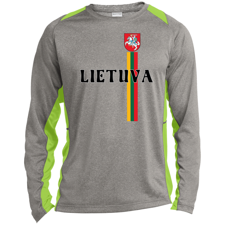 Lietuva Vytis - Mens Long Sleeve Colorblock Activewear Performance T - Lithuania Strong