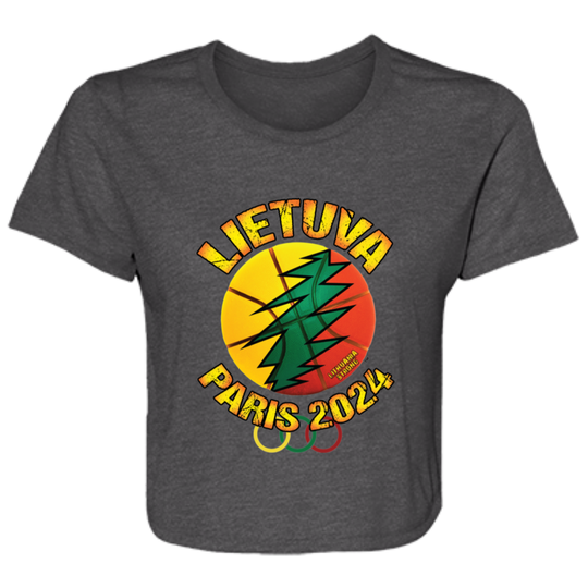 Lietuva paris 2024 - Womens BellaCanvas Flowy Cropped Tee - Lithuania Strong