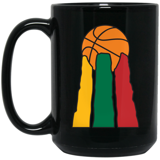 Lietuvos Krepsinio - 15 oz. Black Ceramic Mug - Lithuania Strong