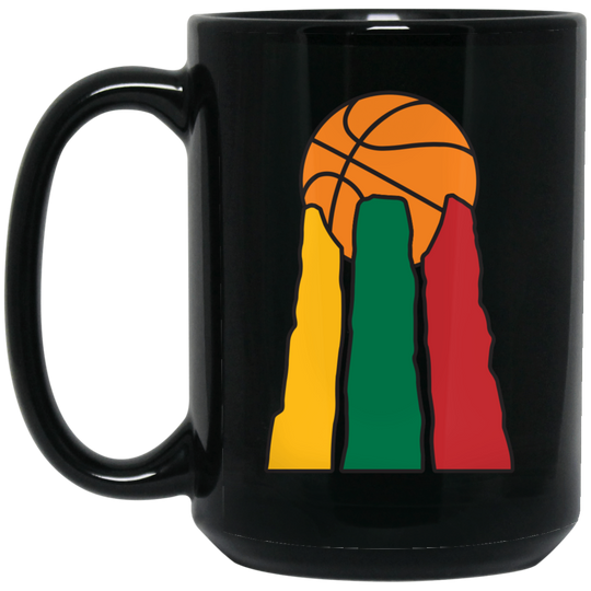 Lietuvos Krepsinio - 15 oz. Black Ceramic Mug - Lithuania Strong