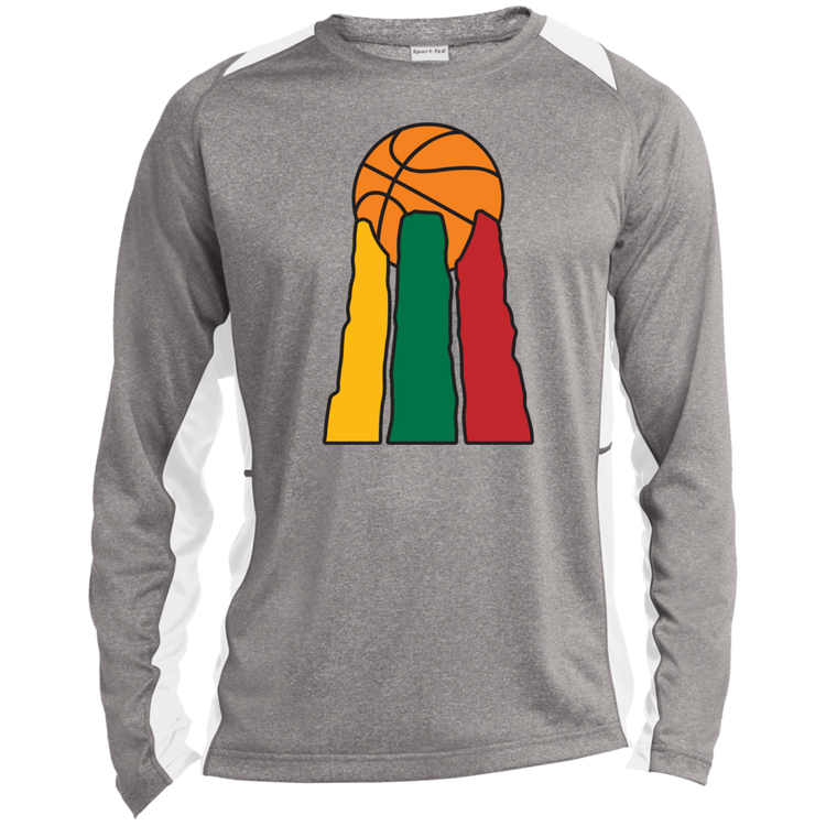 Lietuvos Krepsinio - Mens Long Sleeve Colorblock Activewear Performance T - Lithuania Strong