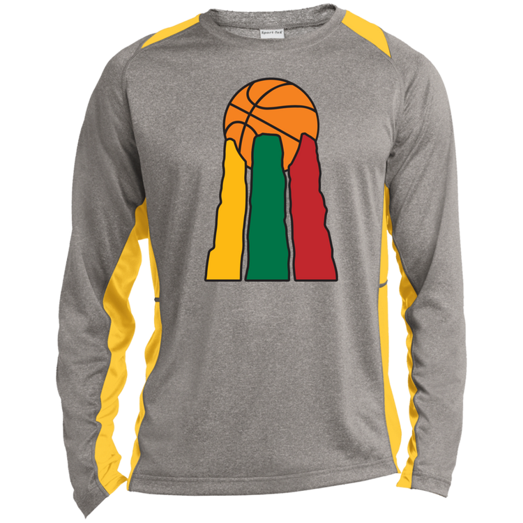 Lietuvos Krepsinio - Mens Long Sleeve Colorblock Activewear Performance T - Lithuania Strong