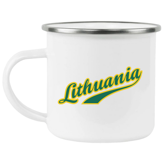 Lithuania - 12 oz. Enamel Camping Mug - Lithuania Strong