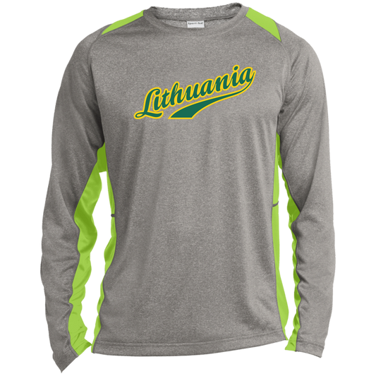 Lithuania - Mens Long Sleeve Colorblock Activewear Performance T - Lithuania Strong