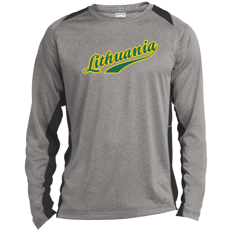 Lithuania - Mens Long Sleeve Colorblock Activewear Performance T - Lithuania Strong