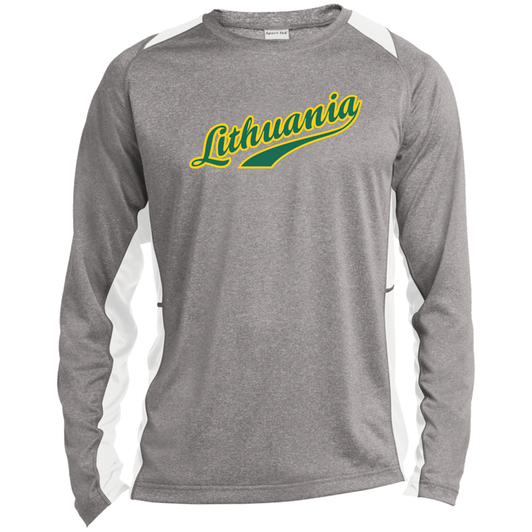 Lithuania - Mens Long Sleeve Colorblock Activewear Performance T - Lithuania Strong