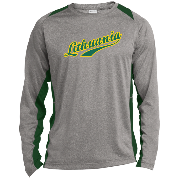 Lithuania - Mens Long Sleeve Colorblock Activewear Performance T - Lithuania Strong