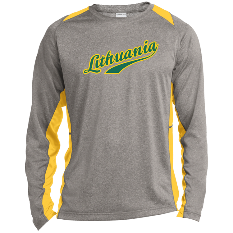 Lithuania - Mens Long Sleeve Colorblock Activewear Performance T - Lithuania Strong