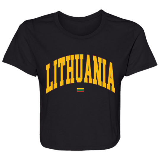 Lithuania - Womens BellaCanvas Flowy Cropped Tee - Lithuania Strong