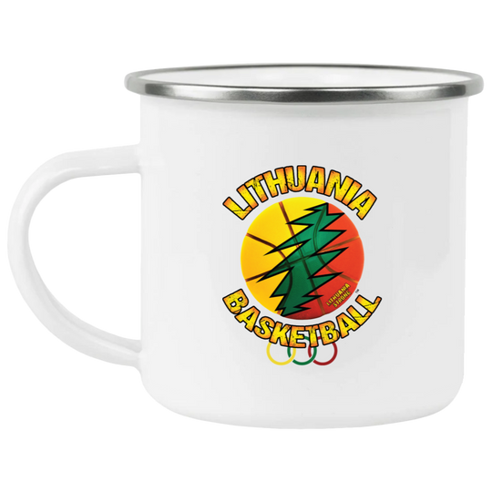Lithuania Basketball - 12 oz. Enamel Camping Mug - Lithuania Strong