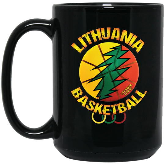 Lithuania Basketball - 15 oz. Black Ceramic Mug - Lithuania Strong