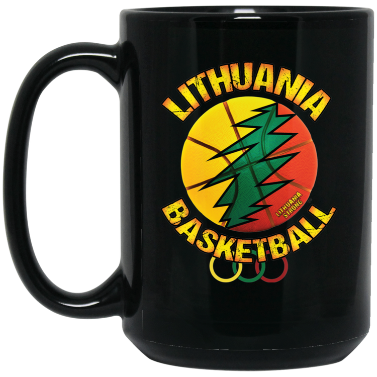 Lithuania Basketball - 15 oz. Black Ceramic Mug - Lithuania Strong
