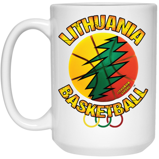 Lithuania Basketball -15 oz. White Ceramic Mug - Lithuania Strong