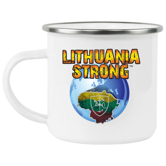 Lithuania Strong - 12 oz. Enamel Camping Mug - Lithuania Strong