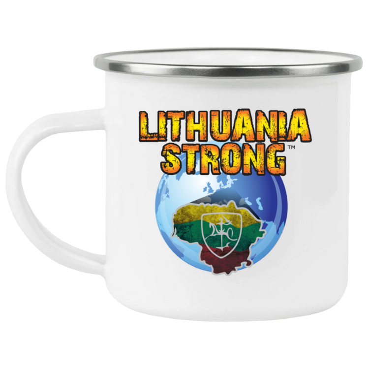 Lithuania Strong - 12 oz. Enamel Camping Mug - Lithuania Strong