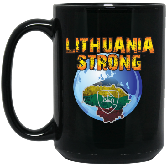 Lithuania Strong - 15 oz. Black Ceramic Mug - Lithuania Strong