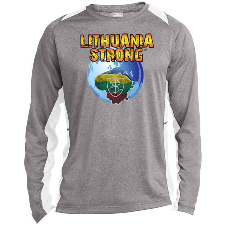 Lithuania Strong - Mens Long Sleeve Colorblock Activewear Performance T - Lithuania Strong