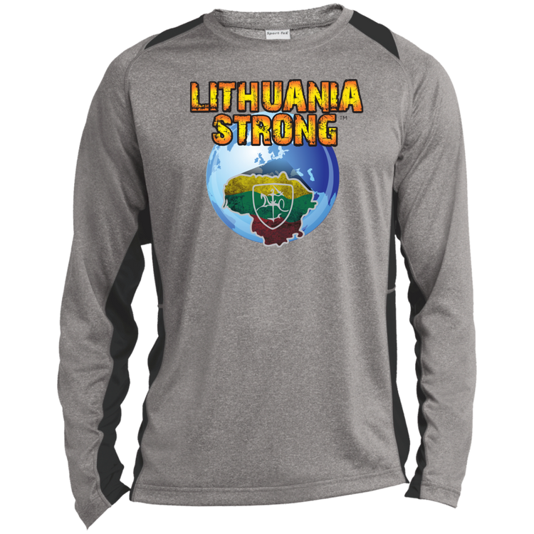 Lithuania Strong - Mens Long Sleeve Colorblock Activewear Performance T - Lithuania Strong