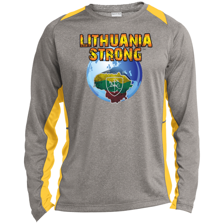 Lithuania Strong - Mens Long Sleeve Colorblock Activewear Performance T - Lithuania Strong