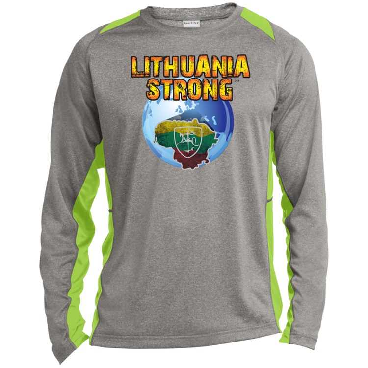 Lithuania Strong - Mens Long Sleeve Colorblock Activewear Performance T - Lithuania Strong