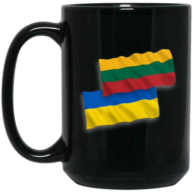 Lithuania Ukraine Flag - 15 oz. Black Ceramic Mug - Lithuania Strong