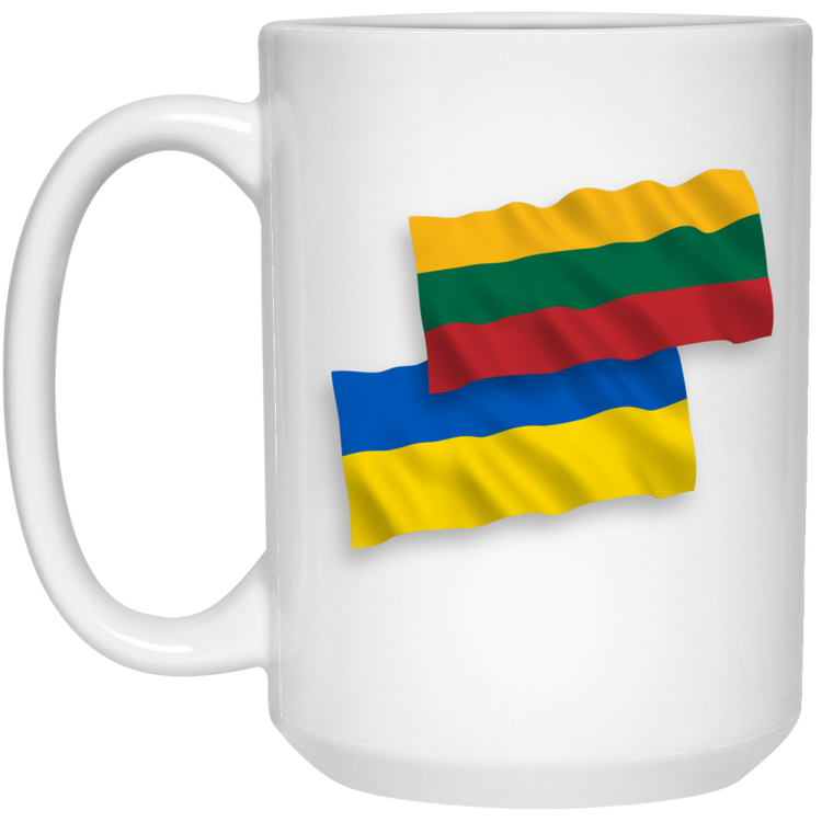 Lithuania Ukraine Flag - 15 oz. White Ceramic Mug - Lithuania Strong