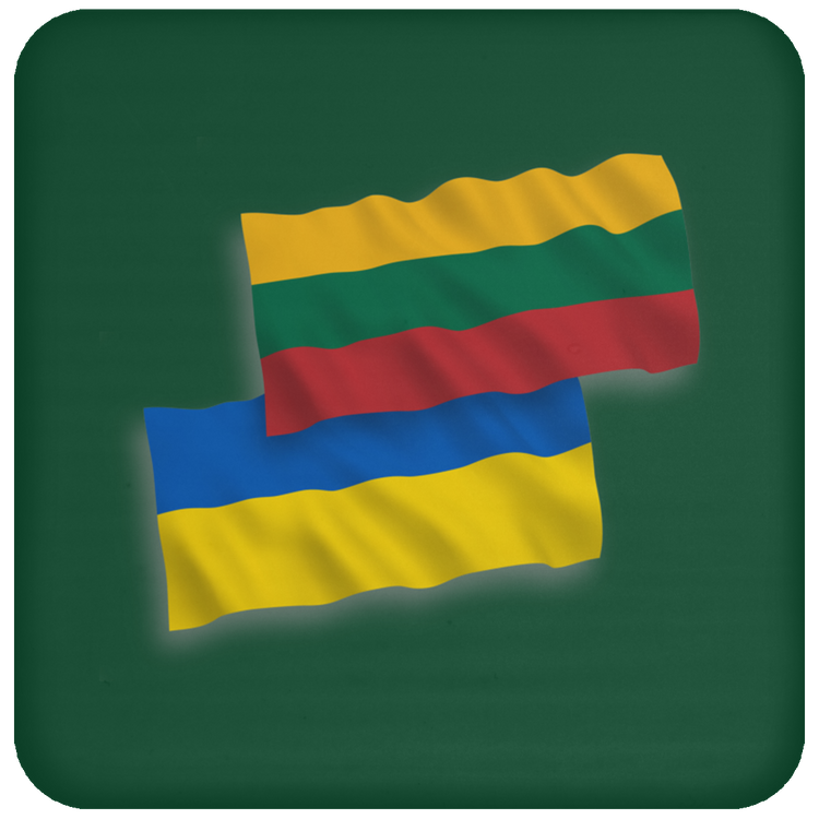 Lithuania Ukraine Flag - High Gloss Coaster - Lithuania Strong