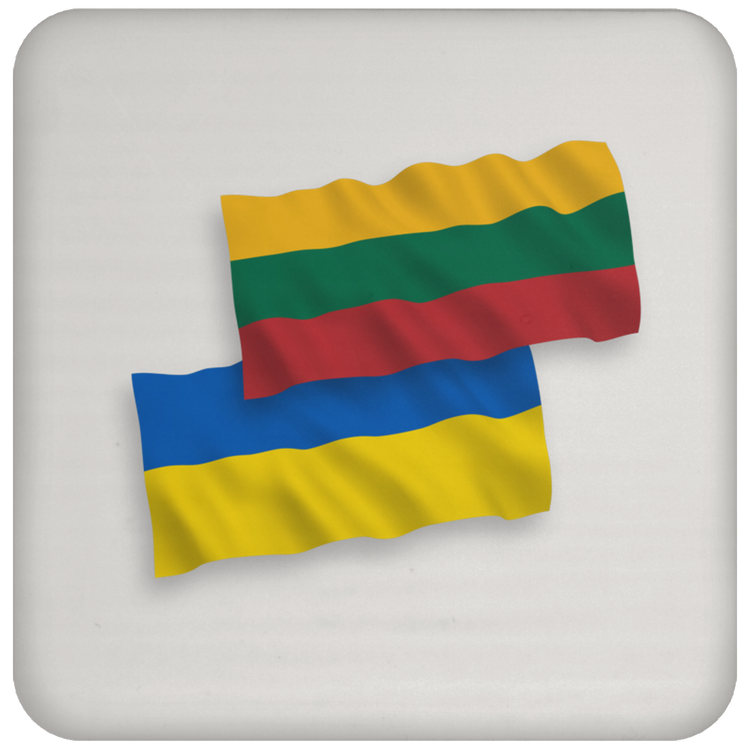 Lithuania Ukraine Flag - High Gloss Coaster - Lithuania Strong