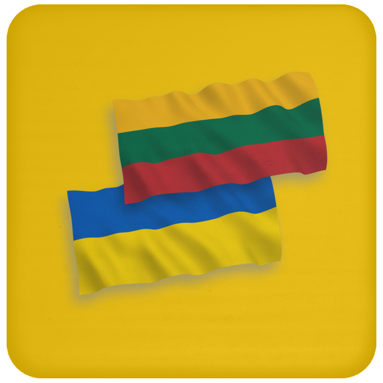 Lithuania Ukraine Flag - High Gloss Coaster - Lithuania Strong