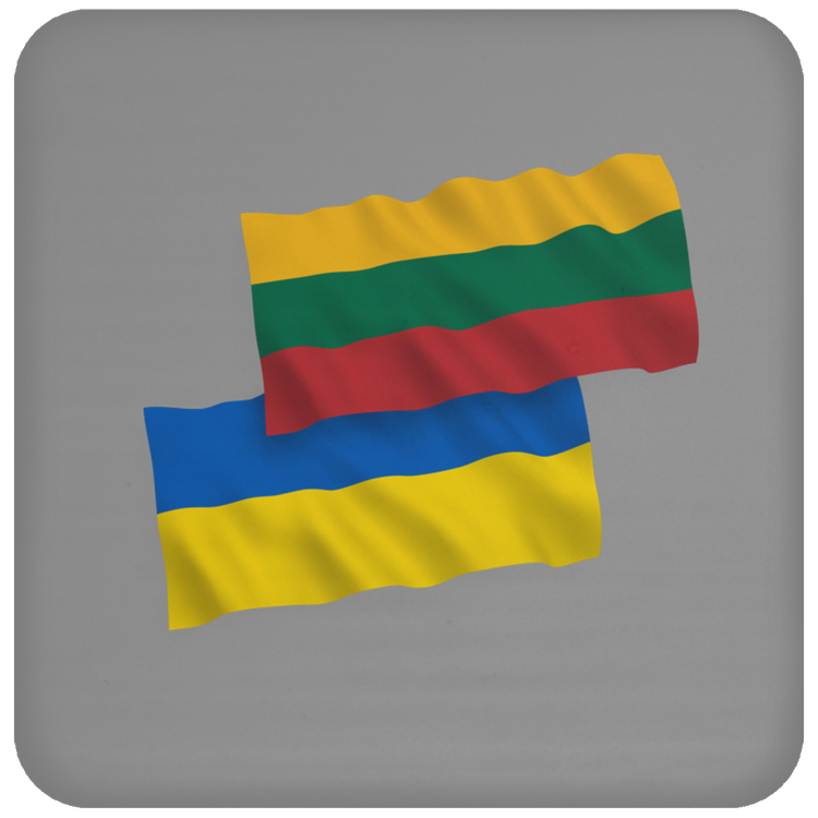 Lithuania Ukraine Flag - High Gloss Coaster - Lithuania Strong