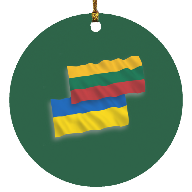 Lithuania Ukraine Flag - MDF Circle Ornament - Lithuania Strong