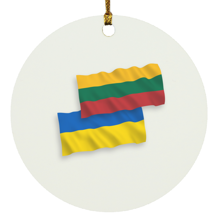 Lithuania Ukraine Flag - MDF Circle Ornament - Lithuania Strong