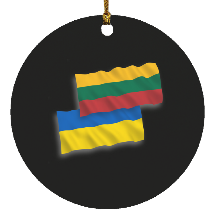 Lithuania Ukraine Flag - MDF Circle Ornament - Lithuania Strong