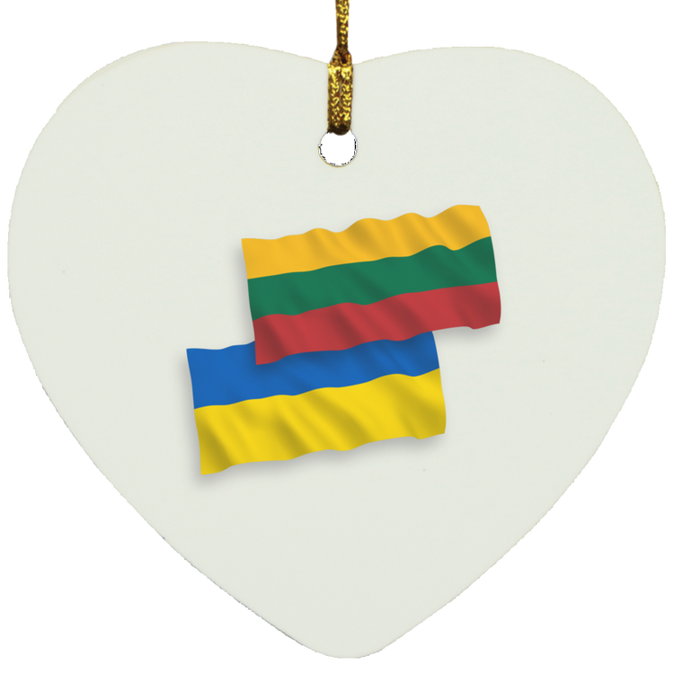 Lithuania Ukraine Flag - MDF Heart Ornament - Lithuania Strong