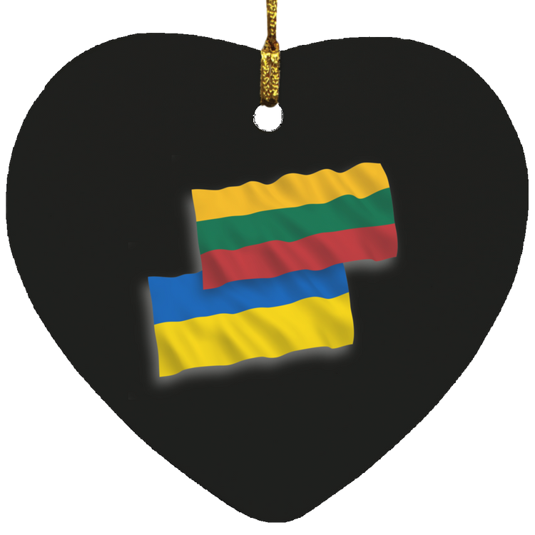 Lithuania Ukraine Flag - MDF Heart Ornament - Lithuania Strong