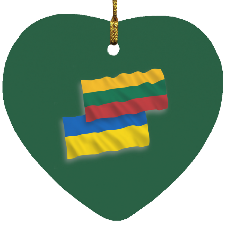 Lithuania Ukraine Flag - MDF Heart Ornament - Lithuania Strong